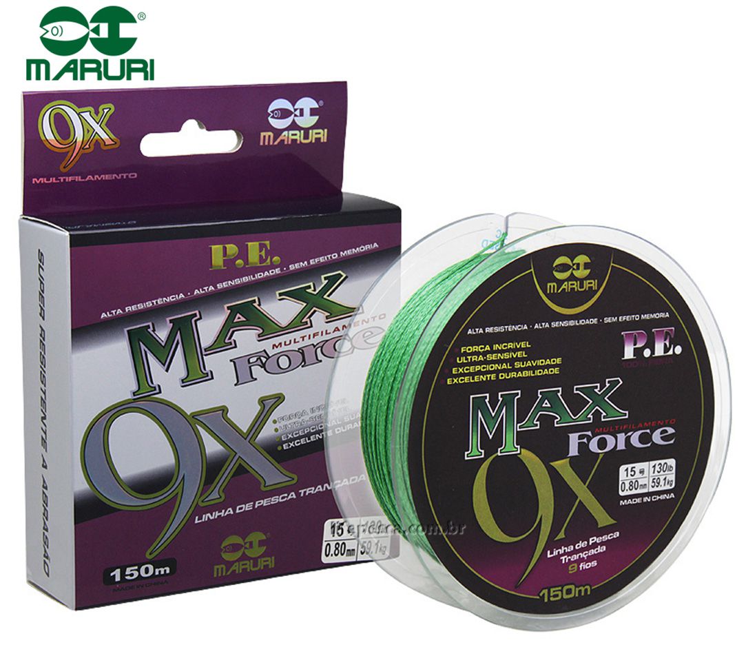 Linha Multifilamento Maruri Max Force 9x 0,32mm 55lbs/25,0kg 150m - Verde