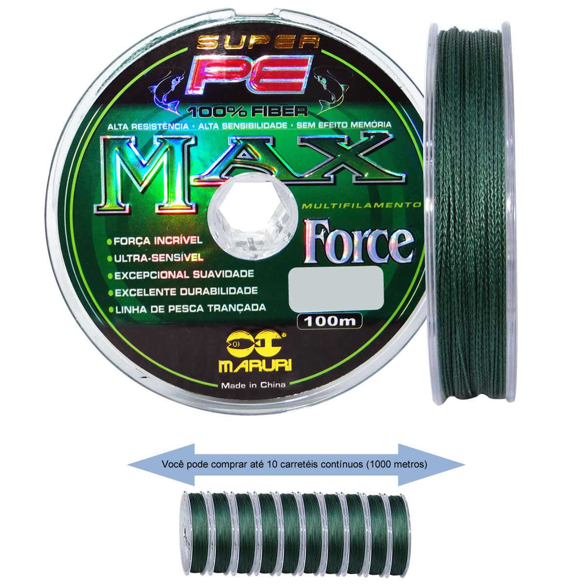 Linha Multifilamento Maruri PE Max Force 0,14mm 18b/8,2kg - 100 Metros