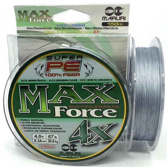 Linha Multifilamento Maruri PE Max Force 4x 0,45mm 58lbs/26,4kg - 150 Metros - Life Pesca