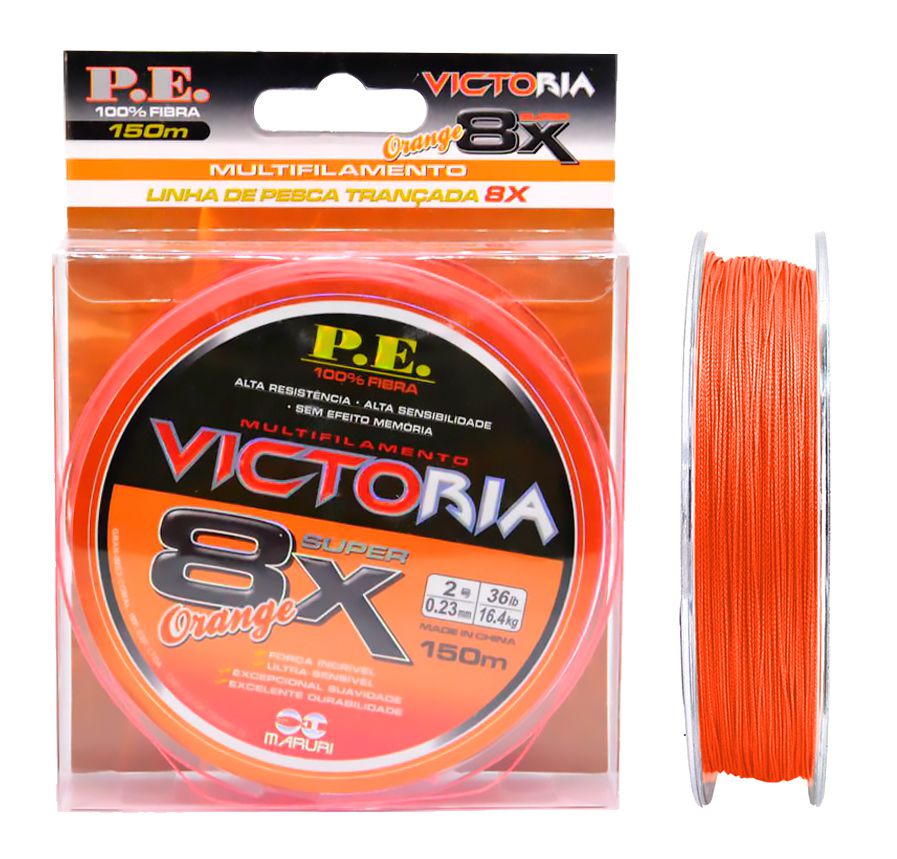 Linha Multifilamento Maruri Victoria 8X Orange 0,20mm 30lbs/13,6kg - 150 Metros