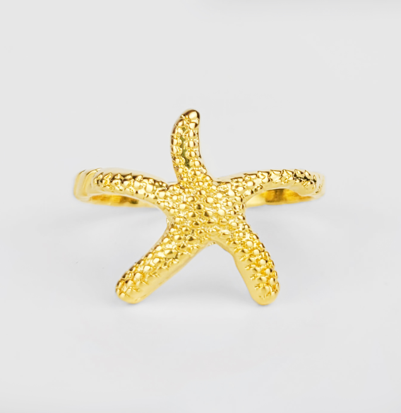 Anel Estrela do Mar Folheado a Ouro 18k - Lunozê Joias