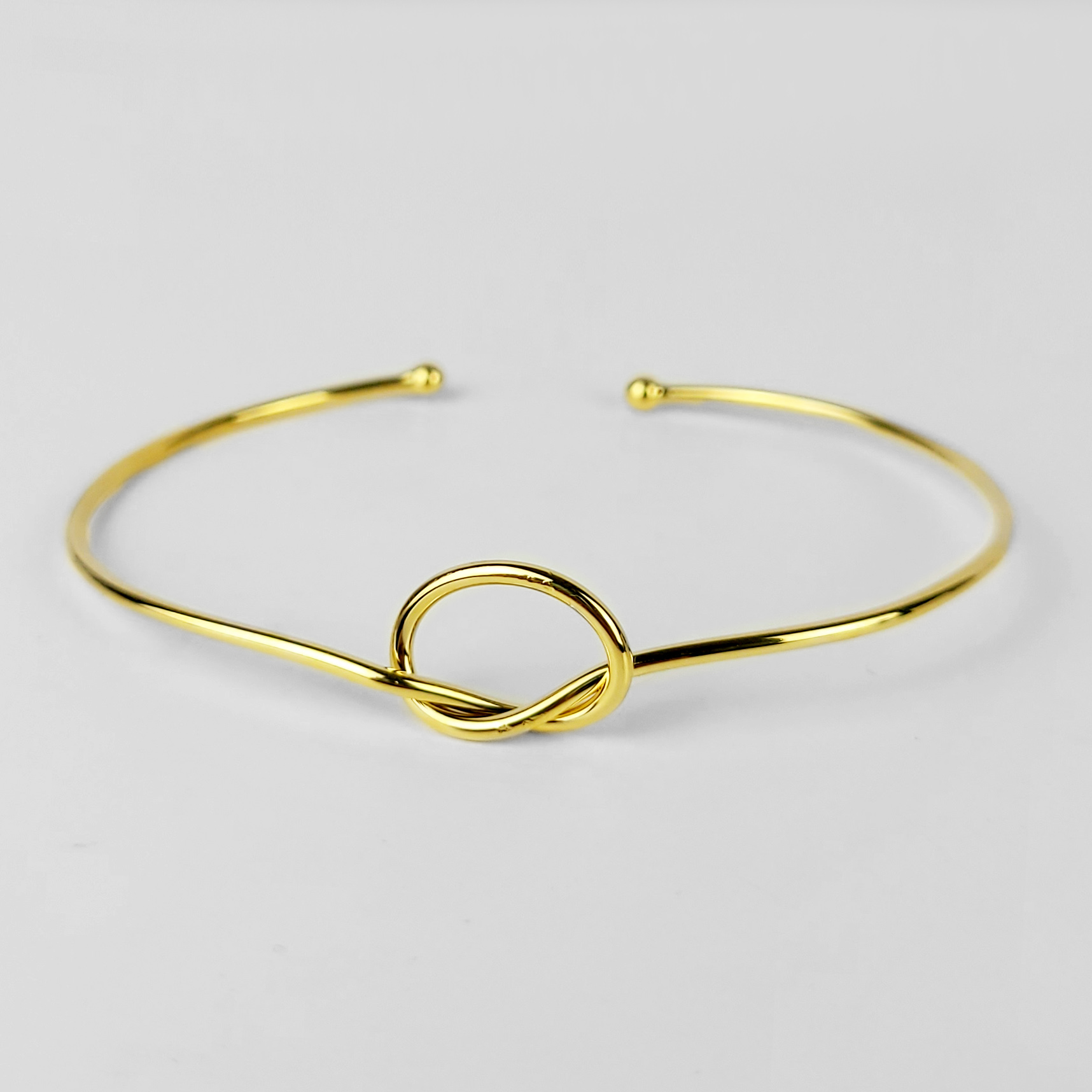 Bracelete Ajustável Detalhe de Nó Folheado Ouro 18k  - Lunozê Joias