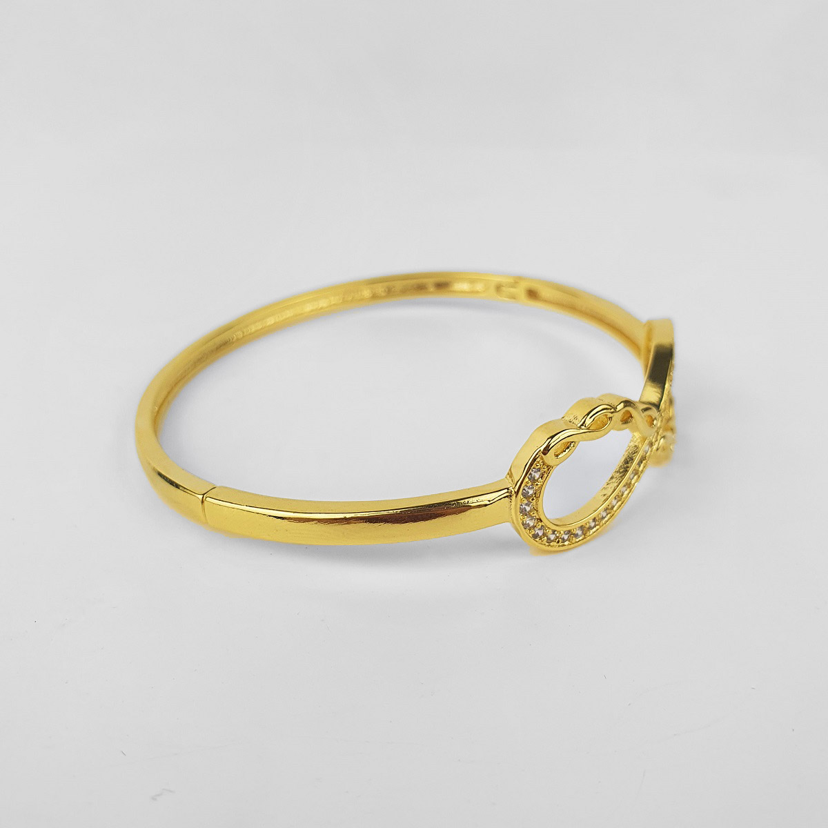 Bracelete Rígido Cravejado Símbolo do Infinito Folheado Ouro 18k  - Lunozê Joias