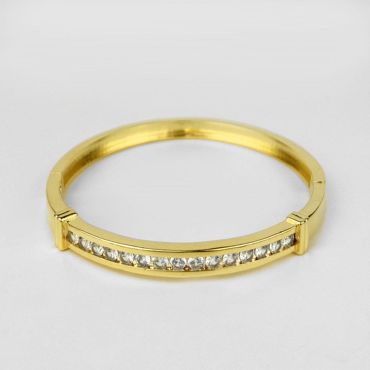 Bracelete Rígido Filete de Zircônias Folheado Ouro 18k - Lunozê Joias