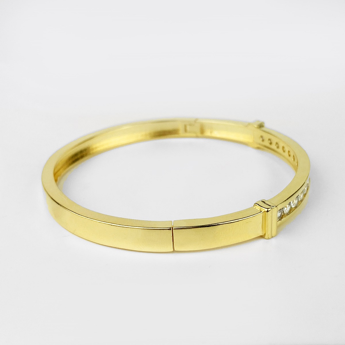 Bracelete Rígido Filete de Zircônias Folheado Ouro 18k - Lunozê Joias
