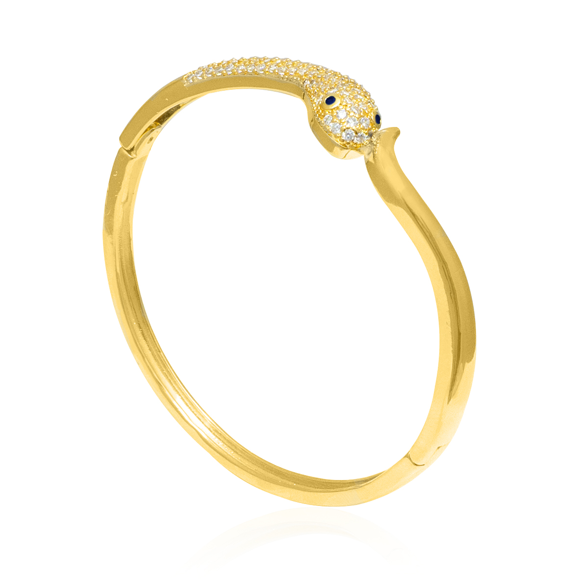 Bracelete Serpente Cravejado Zircônias Folheado Ouro 18k - Lunozê Joias
