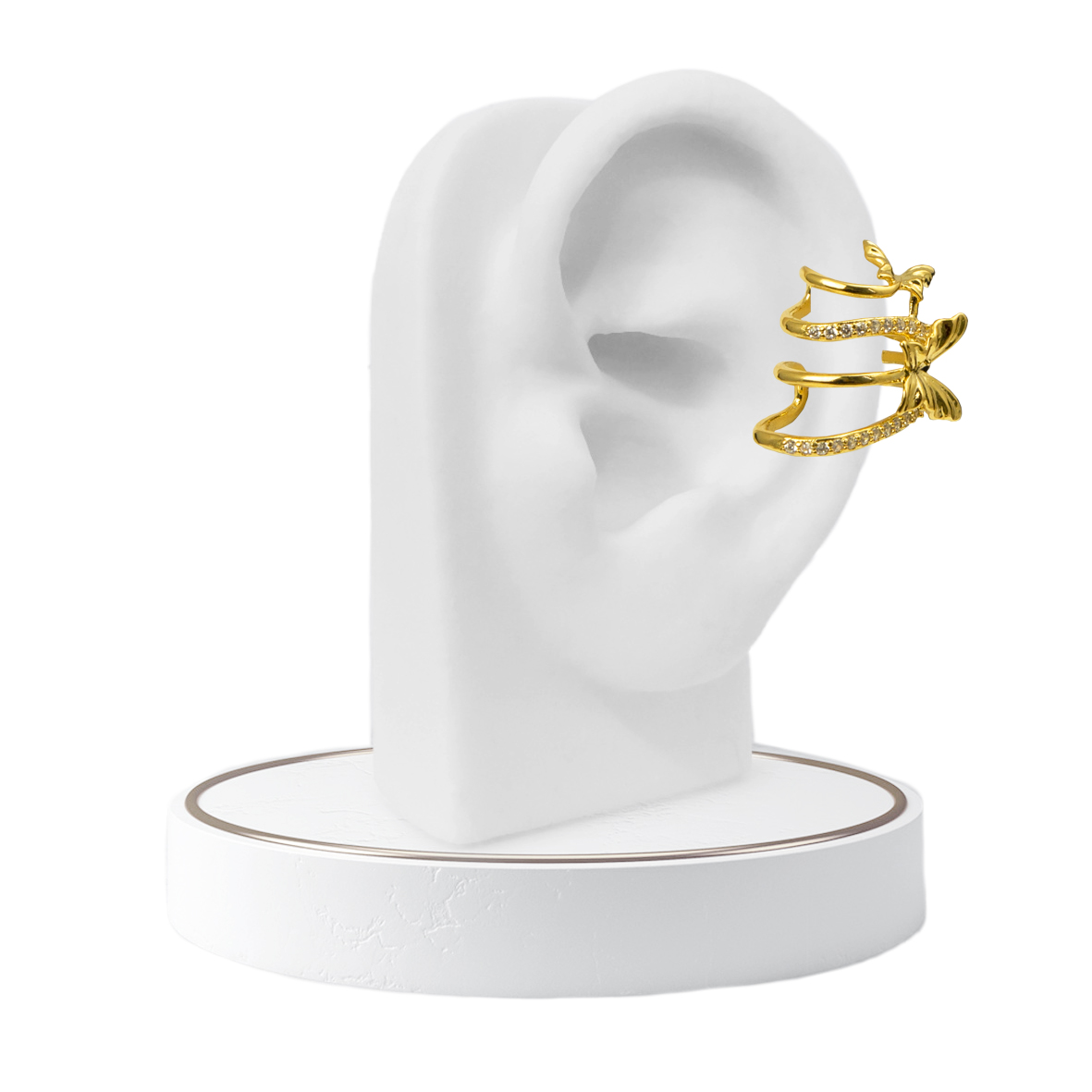Brinco Piercing Fake Ear Hook Borboleta Folheado a Ouro 18K  - Lunozê Joias