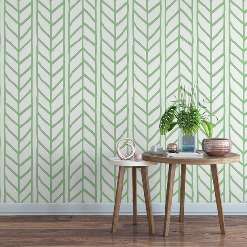 Adesivo papel de parede decoração chevron verde