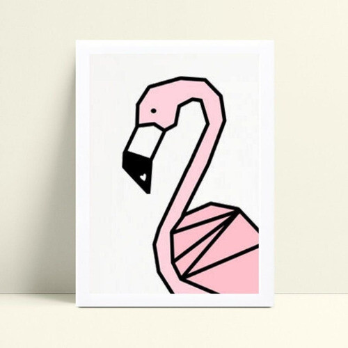Decoração quadro quadro mdf flamingo geométrico