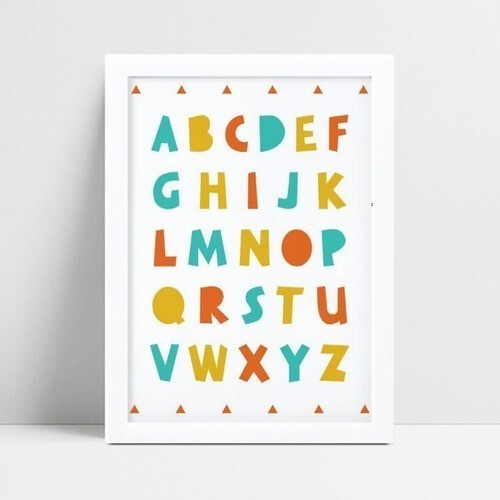Poster infantil quadro alfabeto colorido sem moldura