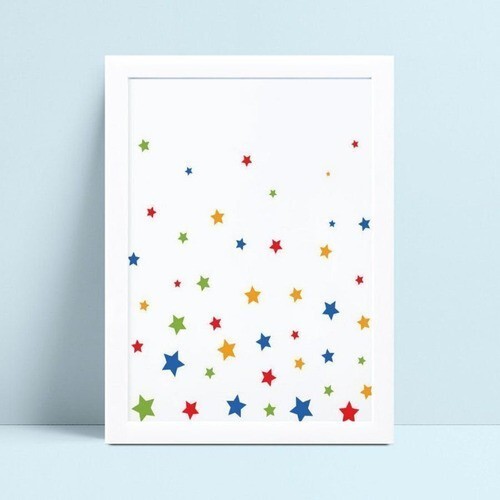 Quadro Poster Infantil estrelas coloridas
