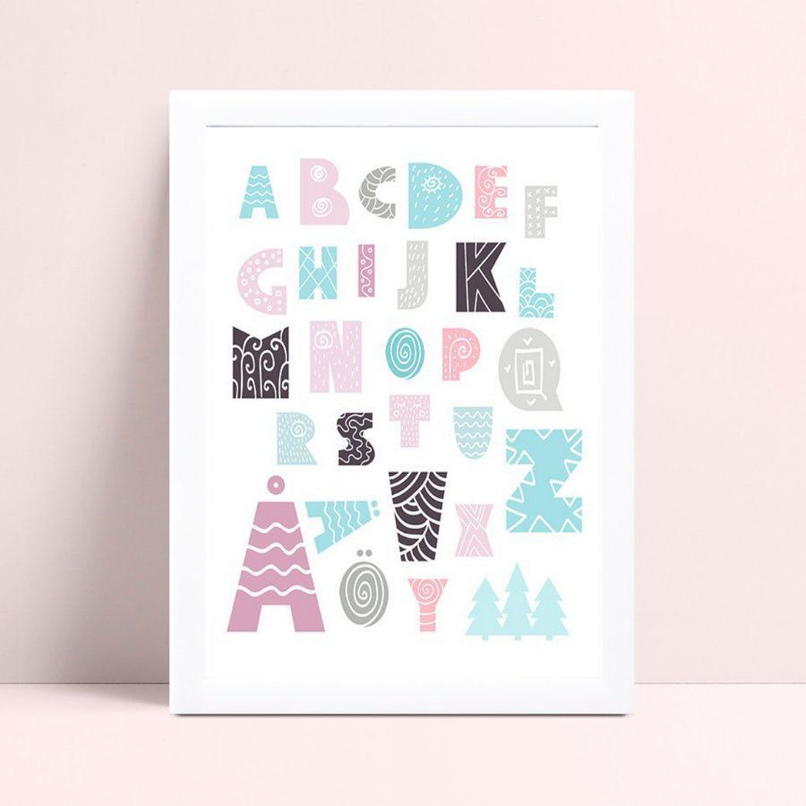 Quadro Quadro Infantil Menina Menino alfabeto colorido