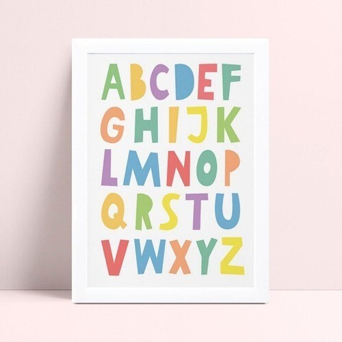 Quadro quadro infantil menina menino bebê alfabeto colorido