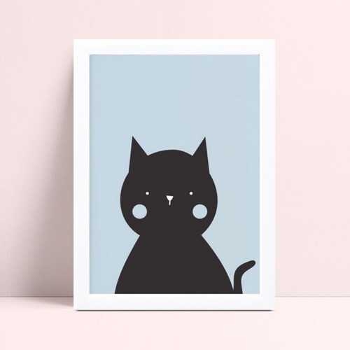 Quadros Quadros Decorativos Infantil gato preto e azul