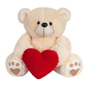 Urso Pelúcia Importada Médio Doce de Leite Coração Vermelho