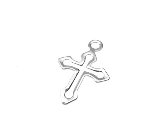 12 unids. Pingente mini crucifixo folheado em Prata PF-PIN106
