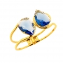 Bracelete Articulado Cristal Topázio Azul Ouro 18k PUPM-40