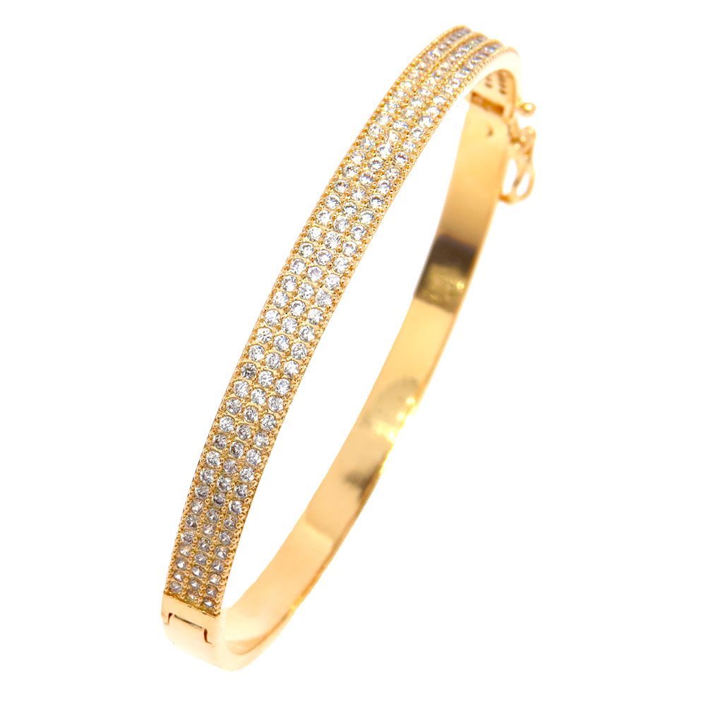 Bracelete Semijoia Slave Cravejado Zircônias Diamond Folheado Ouro 18k PU002