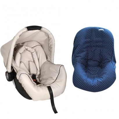 Bebê Conforto Preto/Begê + Capa Para Bebê Conforto Estrela Marinho