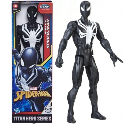 Boneco Marvel Homem Aranha Preto +4 Anos Brinquedo Spider Man Black Suit Titan Hero Serie Hasbro