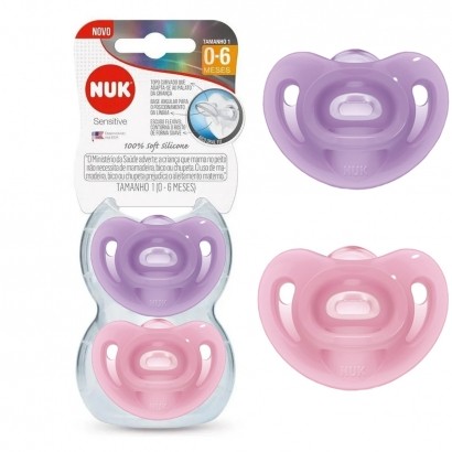 Kit 2 Chupetas de Bebê 100% Silicone c/ Bico Oral Fit De 0 a 6 Meses Sensitive Soft - Nuk