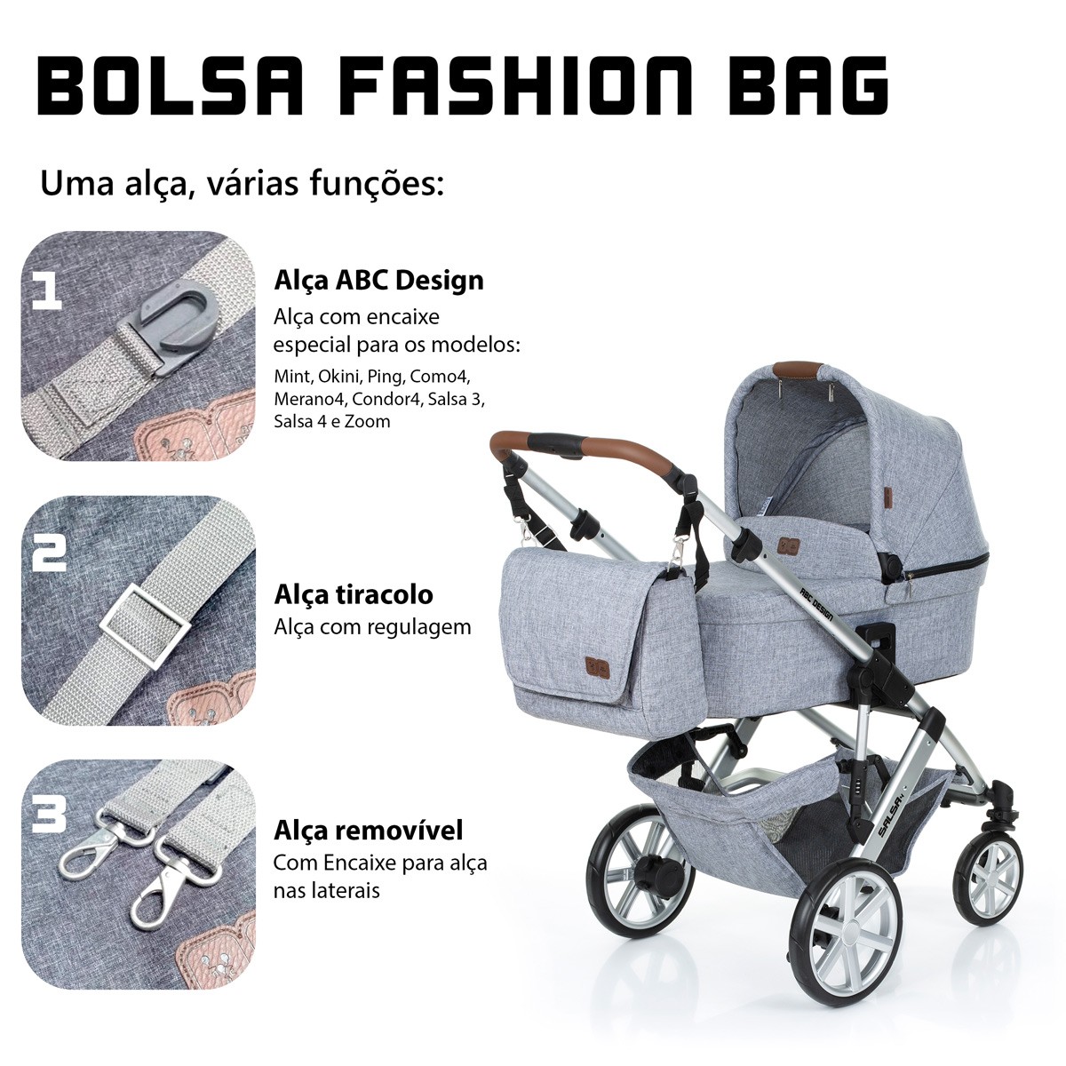 Bolsa Maternidade Fashion Bag Diversos Compartimentos Graphite Grey - Abc Design