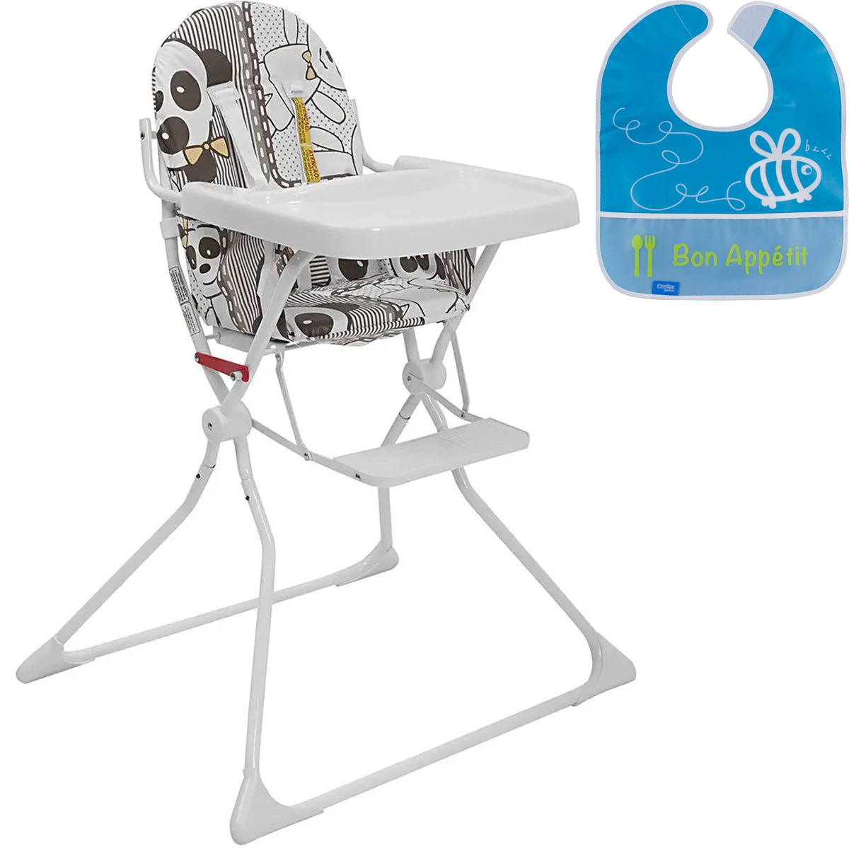 Cadeira Alta De Bebe Para Alimentação Standard II Até 15 Kg Galzerano + Babador Infantil