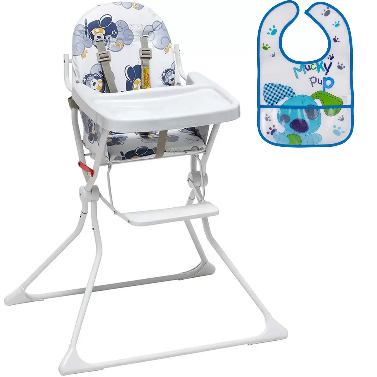 Cadeira Alta De Bebe Para Alimentação Standard II Até 15 Kg Galzerano + Babador Infantil