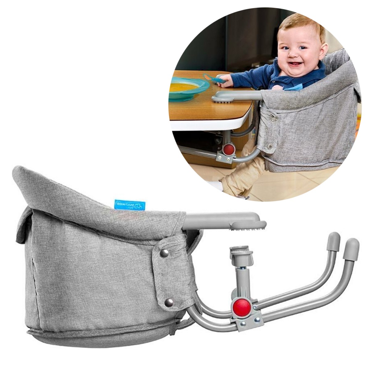 Cadeira De Alimentação Bebê Refeição Encaixe Na Mesa Click Clip Multikids Cinza