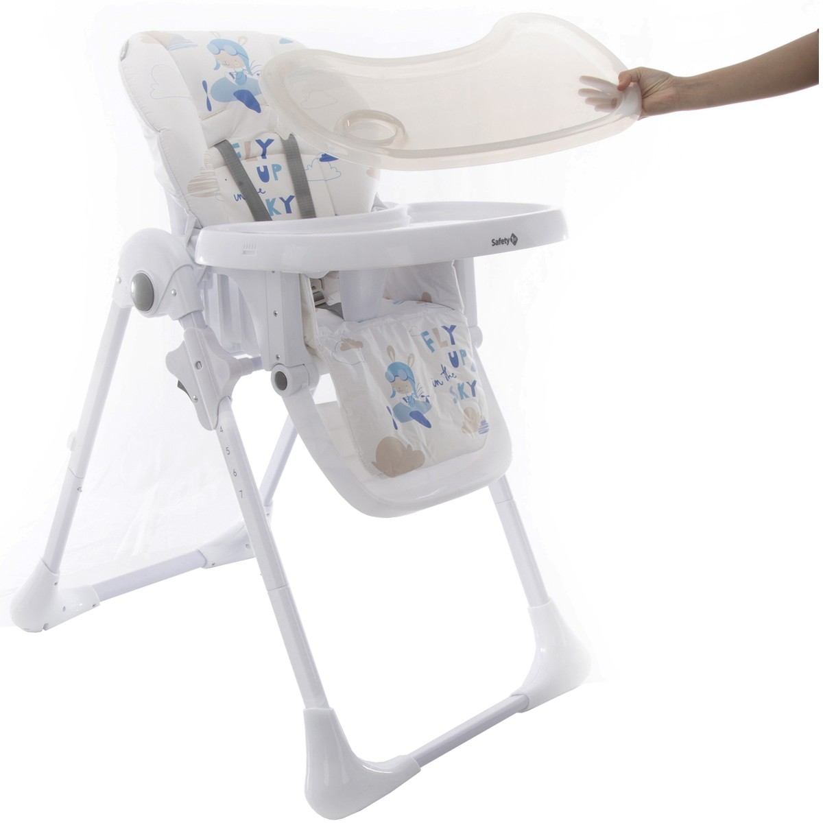 Cadeira de Alimentação Bebê Reclinavel Regulagem de Altura 6 Meses Até 23Kg Infantil Feed Blue Sky Safety 1St