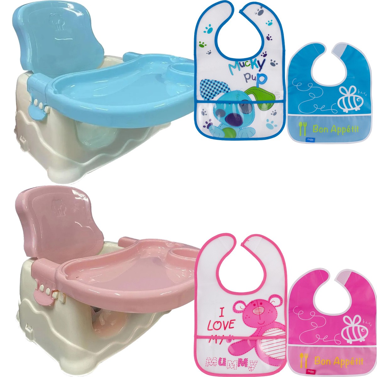 Cadeira de Refeição Infantil Bebê Booster Com Babador Infantil - Brinqway