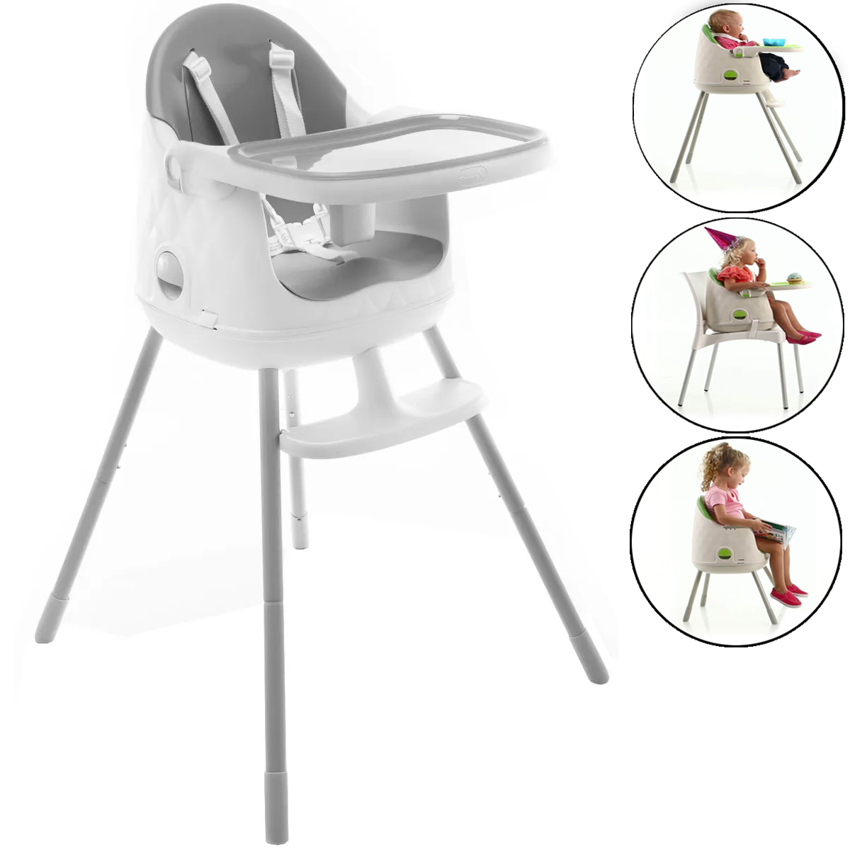 Cadeira de Refeição Infantil Jelly 3em1 Desmontável Portátil Alimentação Criança Bebê De 6 Meses a 25kg Grey - Safety 1st