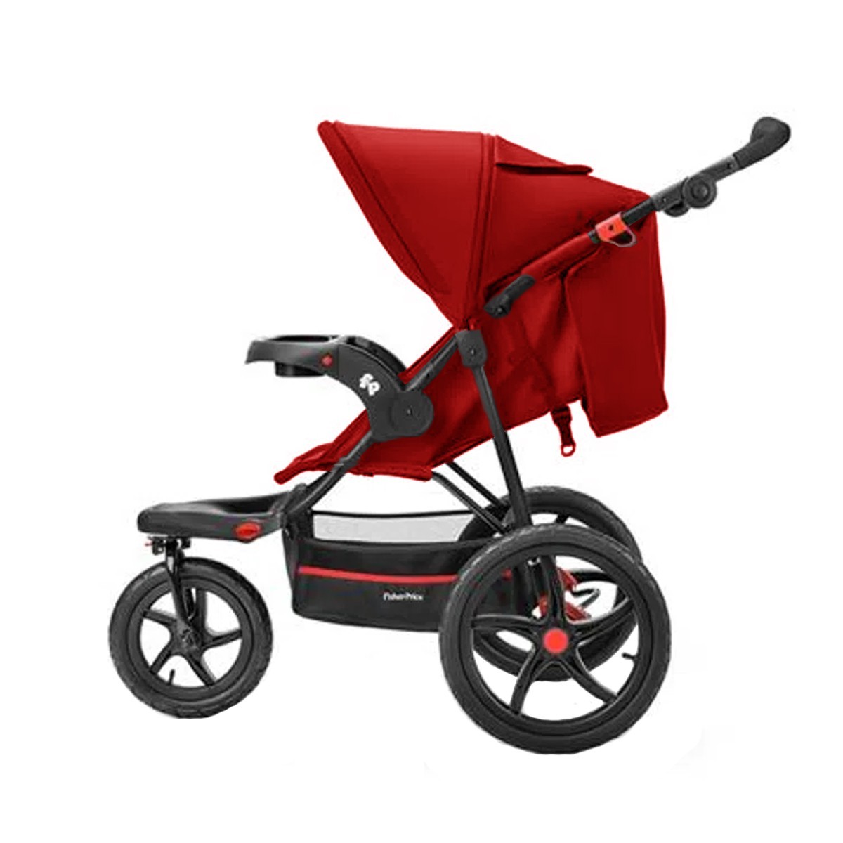 Carrinho de Bebê Passeio 3 Rodas Travel System Reclinável Com Bebê Conforto Fisher Price Expedition Vermelho