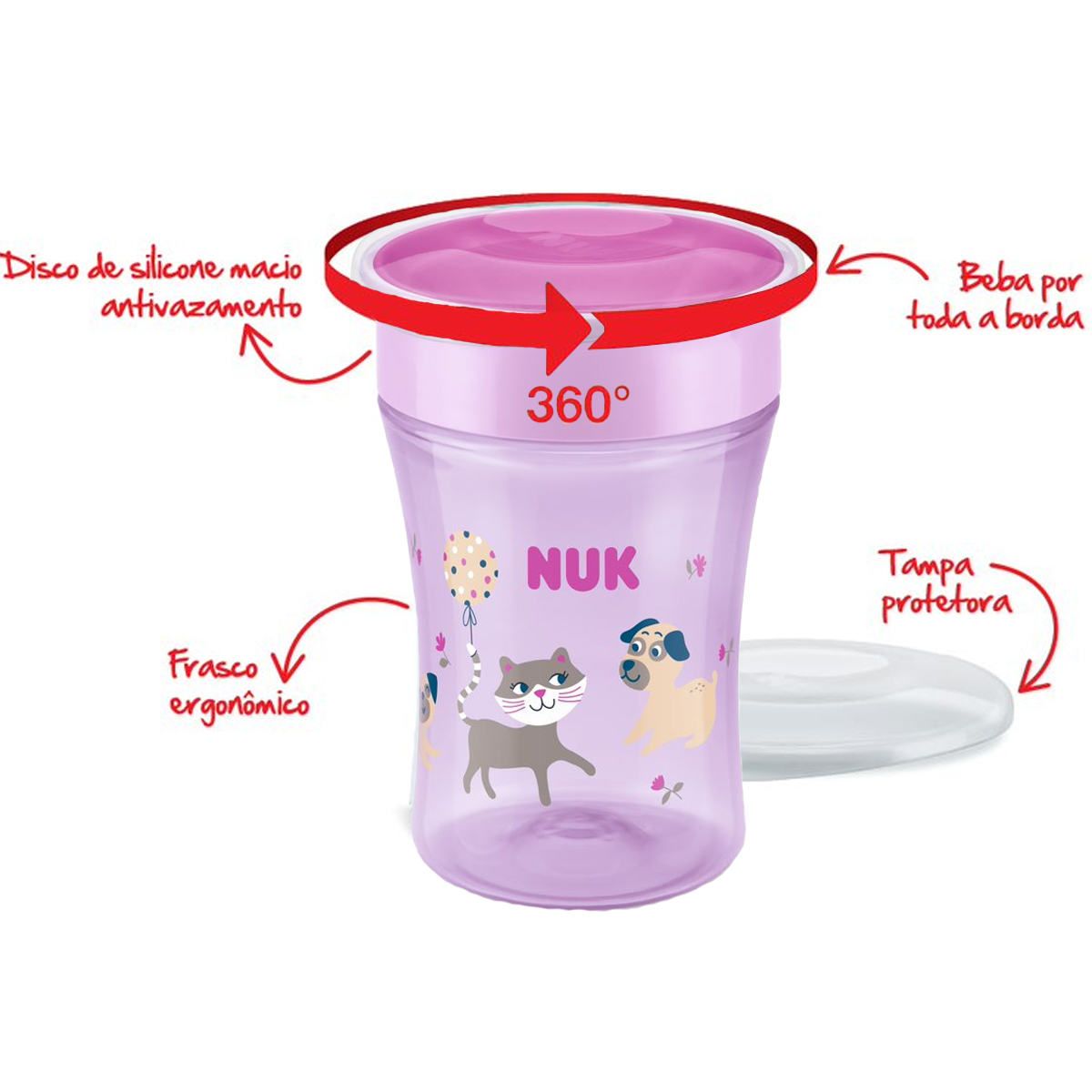 Copo de Bebê Antivazamento Magic Cup 360º Nuk Evolution 230ml Roxo