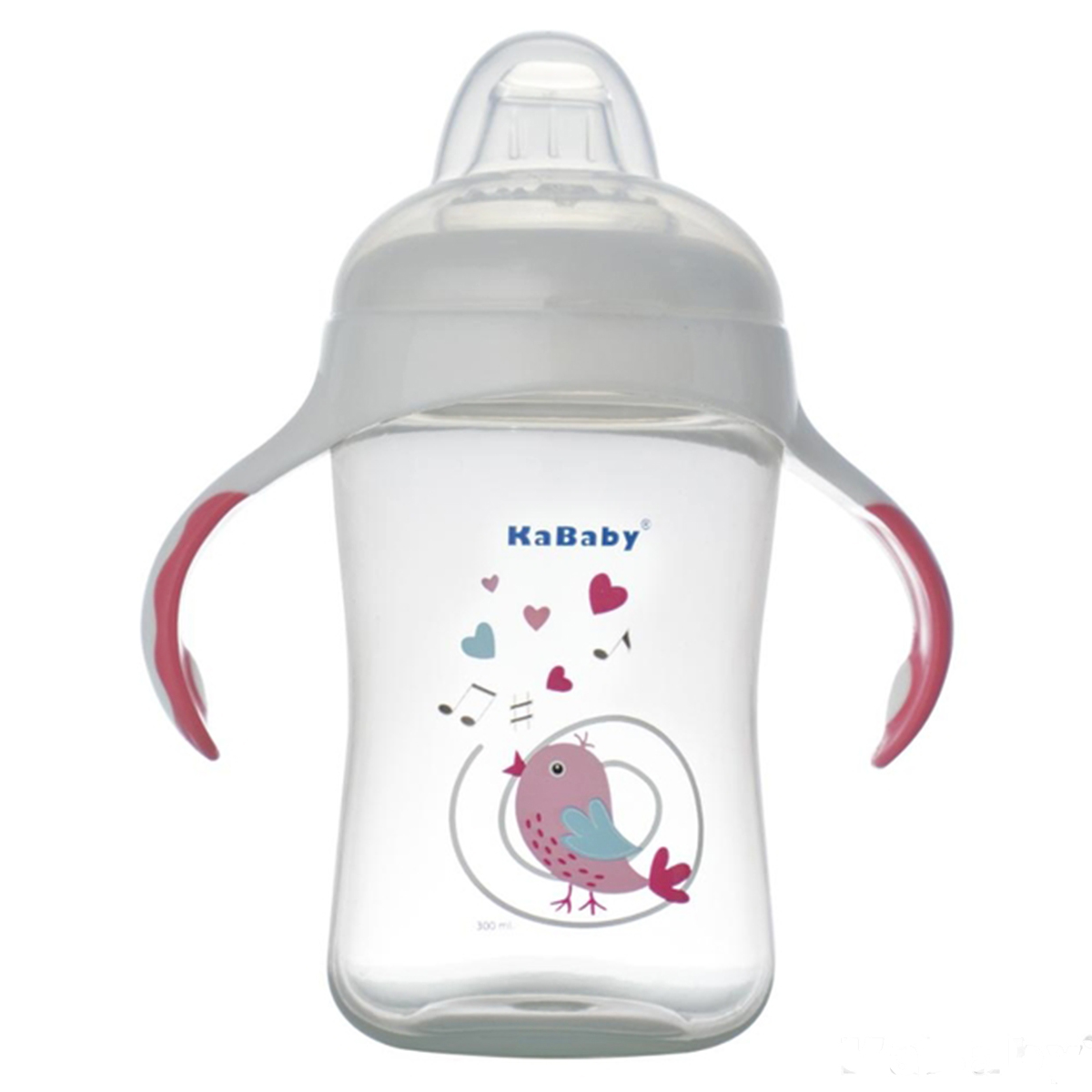 Copo de Bebê Treinamento Com Bico Silicone e Alças 300ml +6 Meses Kababy Rosa