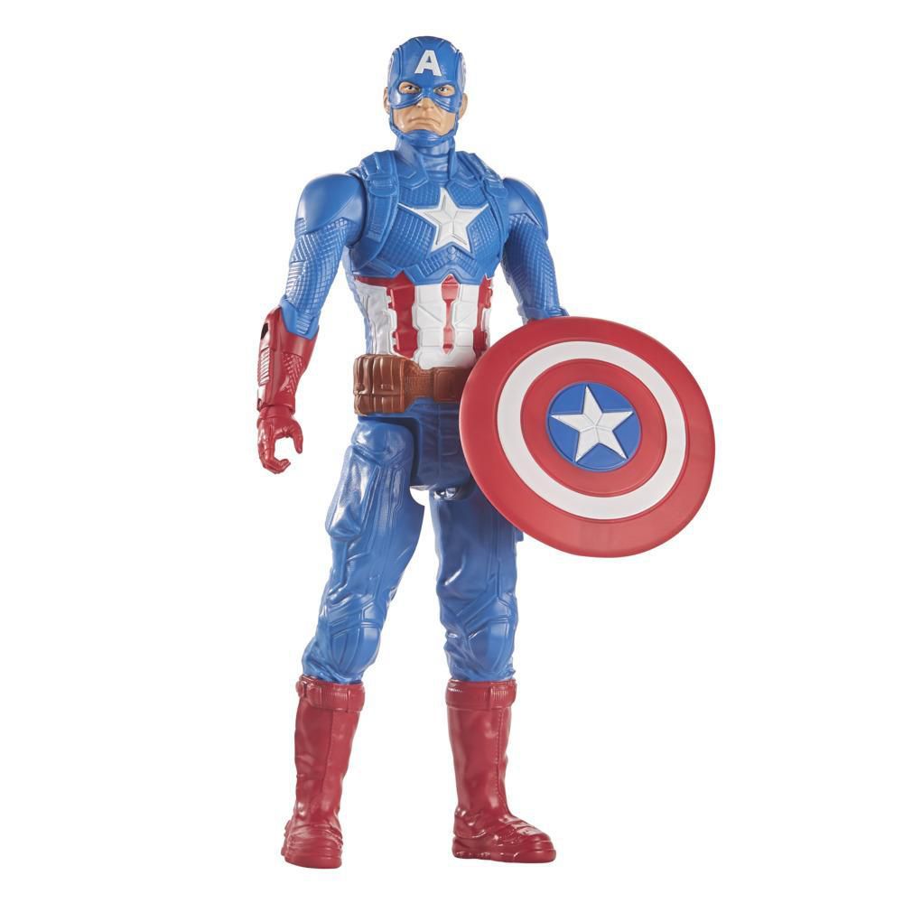 Boneco Marvel Capitão America Articulado +4 anos Os Vingadores Brinquedo Infantil Divertido Titan Hero Blast Gear Hasbro