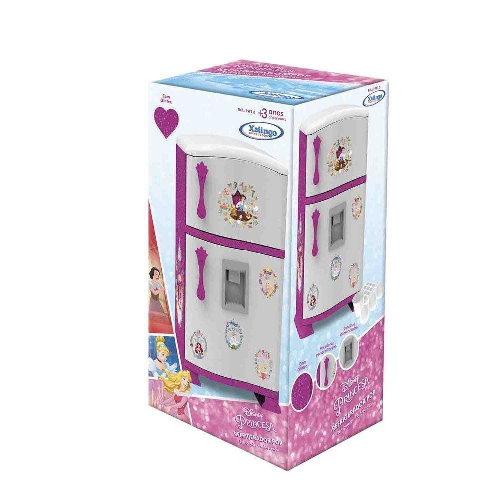 Geladeira Infantil Disney Com Porta Prateleiras Refrigerador Com Acessórios Pop Princesas Xalingo