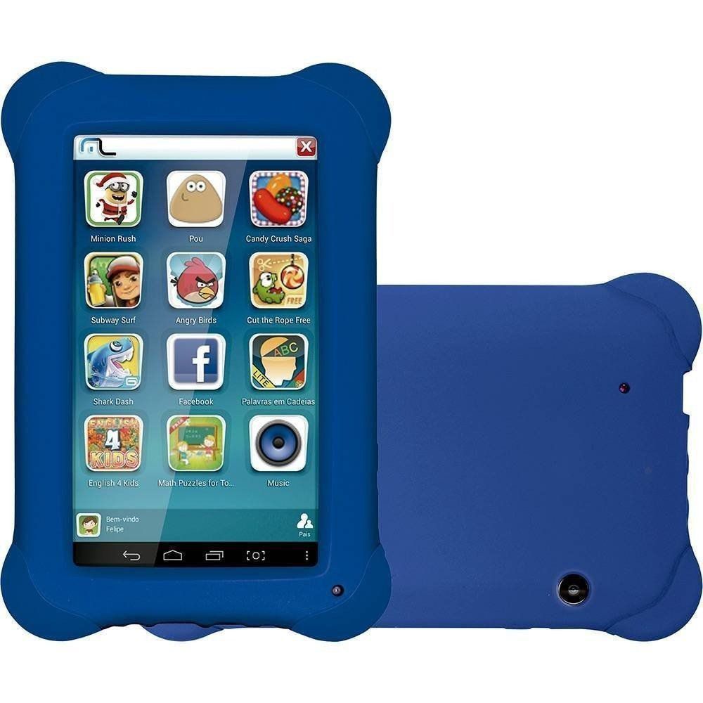 Tablet Infantil Para Criança Kid Pad Capa Emborrachada Azul