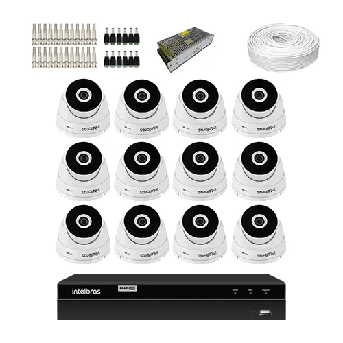 KIT 12 Câmeras de segurança Intelbras VHD 3120 D G6 + DVR Intelbras 16 Canais HD + Acessórios  - Ziko Shop