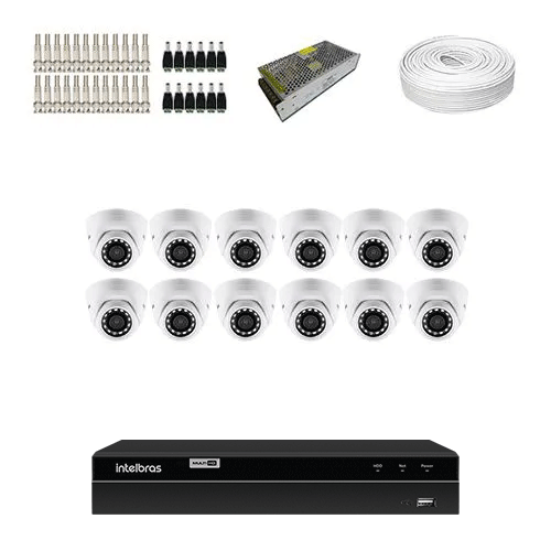 KIT 12 Câmeras de segurança Intelbras VHL 1120 D + DVR Intelbras 16 Canais HD + Acessórios  - Ziko Shop