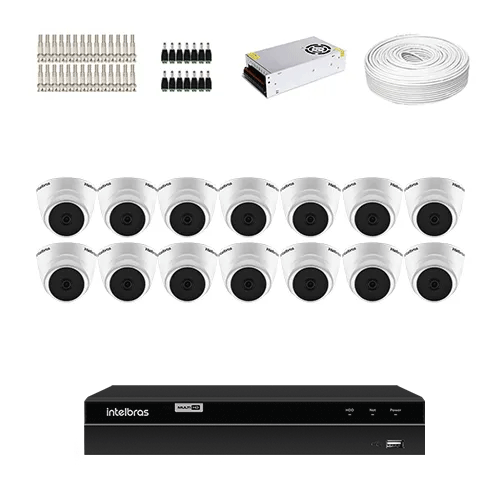 KIT 14 Câmeras de segurança Intelbras VHD 1010 D G6 + DVR Intelbras 16 Canais HD + Acessórios  - Ziko Shop