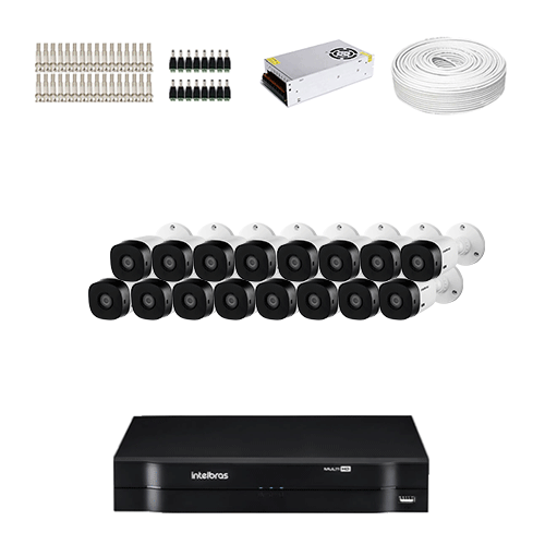 KIT 16 Câmeras de segurança Intelbras VHL 1120 B + DVR Intelbras 16 Canais HD + Acessórios  - Ziko Shop