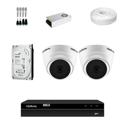 KIT 2 Câmeras de segurança Intelbras VHL 1010 D + DVR Intelbras 4 Canais HD + HD (Disco Rígido) + Acessórios - Ziko Shop