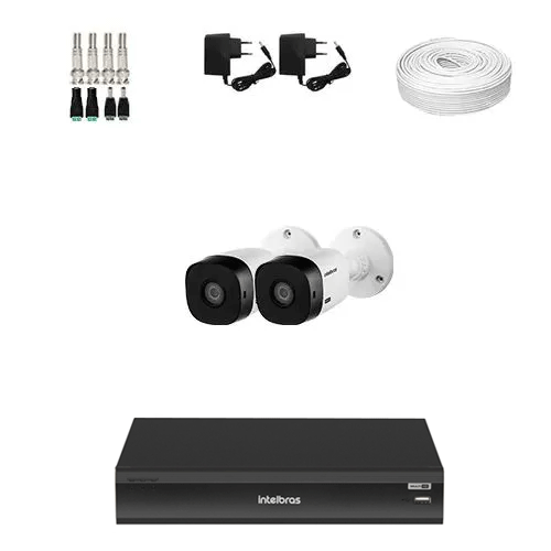 KIT 2 Câmeras de segurança Intelbras VHL 1220 B + DVR Intelbras 4 Canais Full HD + Acessórios  - Ziko Shop