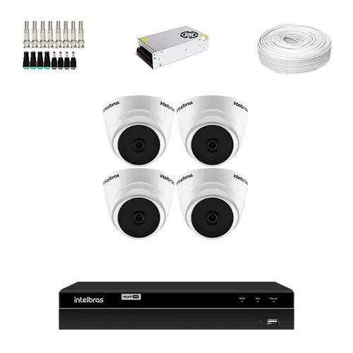 KIT 4 Câmeras de segurança Intelbras VHL 1010 D + DVR Intelbras 4 Canais HD + Acessórios - Ziko Shop