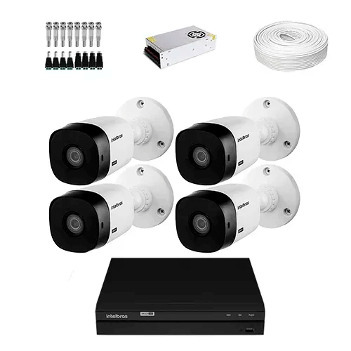 KIT 4 Câmeras de segurança Intelbras VHL 1220 B + DVR Intelbras 4 Canais Full HD Lite + Acessórios  - Ziko Shop