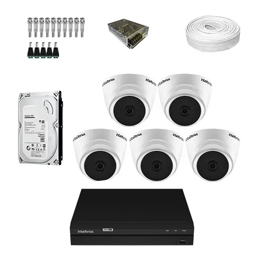 KIT 5 Câmeras de segurança Intelbras VHL 1220 D + DVR Intelbras 8 Canais Full HD Lite + Acessórios + HD (Disco Rigido)  - Ziko Shop