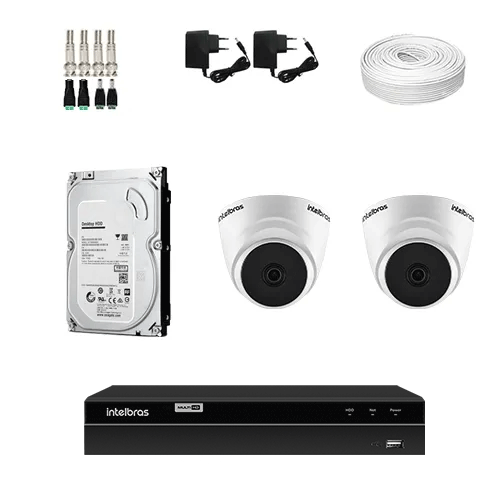 KIT Completo 2 Câmeras de segurança Intelbras VHD 1120 D G6 + DVR Intelbras  + HD para Armazenamento + Acessórios + App Acesso Remoto - Ziko Shop