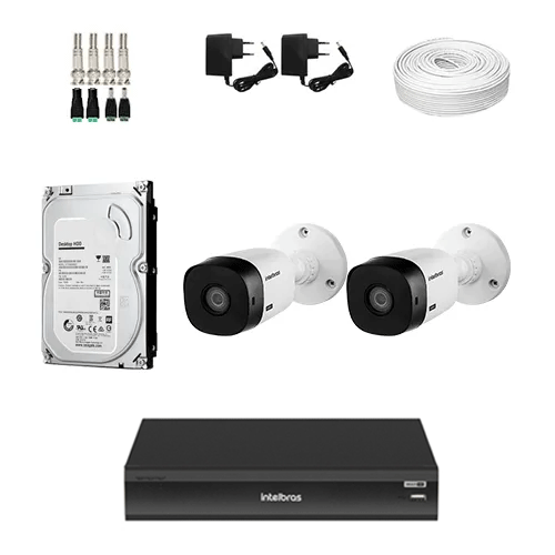 KIT Completo 2 Câmeras de segurança Intelbras VHL 1220 B + DVR Intelbras  + HD para Armazenamento + Acessórios + App Acesso Remoto - Ziko Shop