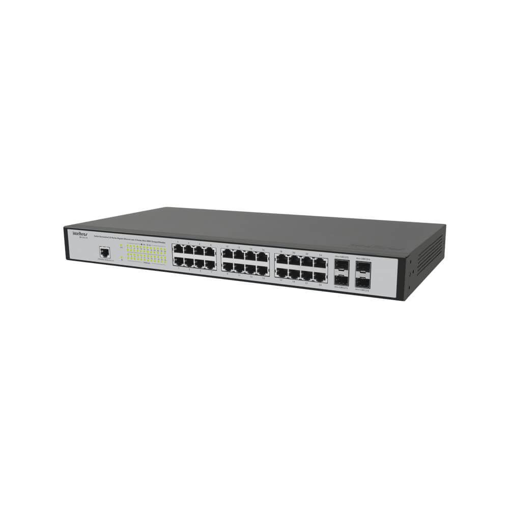 Switch Gerenciável - Intelbras - 24 portas Gigabit Ethernet com 4 portas Mini-GBIC compartilhadas - SG 2404 MR - Ziko Shop